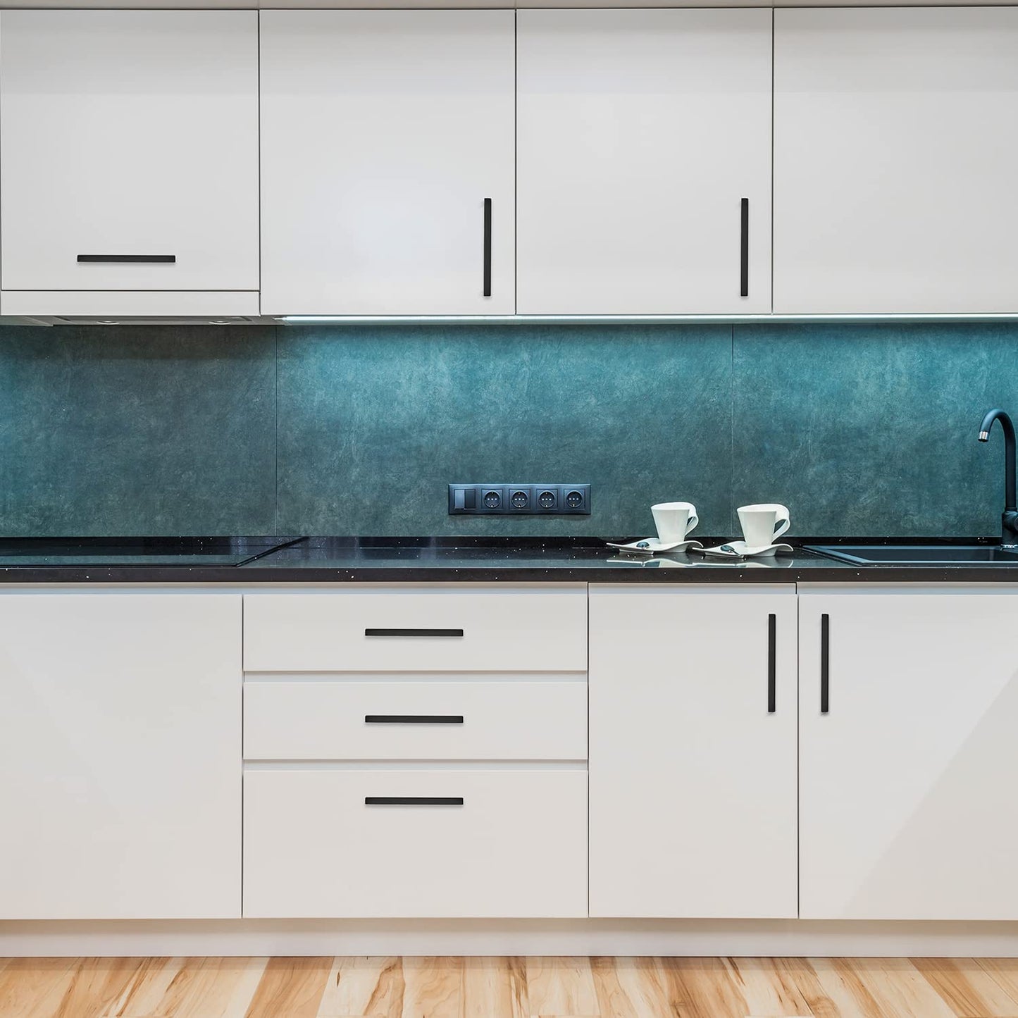 Ravinte 30 Pack 6-1/4 Inch Kitchen Square Cabinet Handles Matte Black Stainless Steel Drawer Pulls Hardware