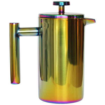 MAGICAFÉ French Press Coffee Maker – 1 or 2 Cups Small Stainless Steel Coffee Maker Double Walled French Press Rainbow 12oz/350ml