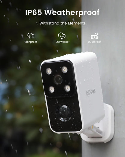 ieGeek Security Cameras Wireless Outdoor Pan Rotating 180° Home Outdoor Security Camera, 2K Battery Powered WiFi Camera with AI Motion Detection, Spotlight/Siren,Color Night Vision,Works w/Alexa(2Pcs)