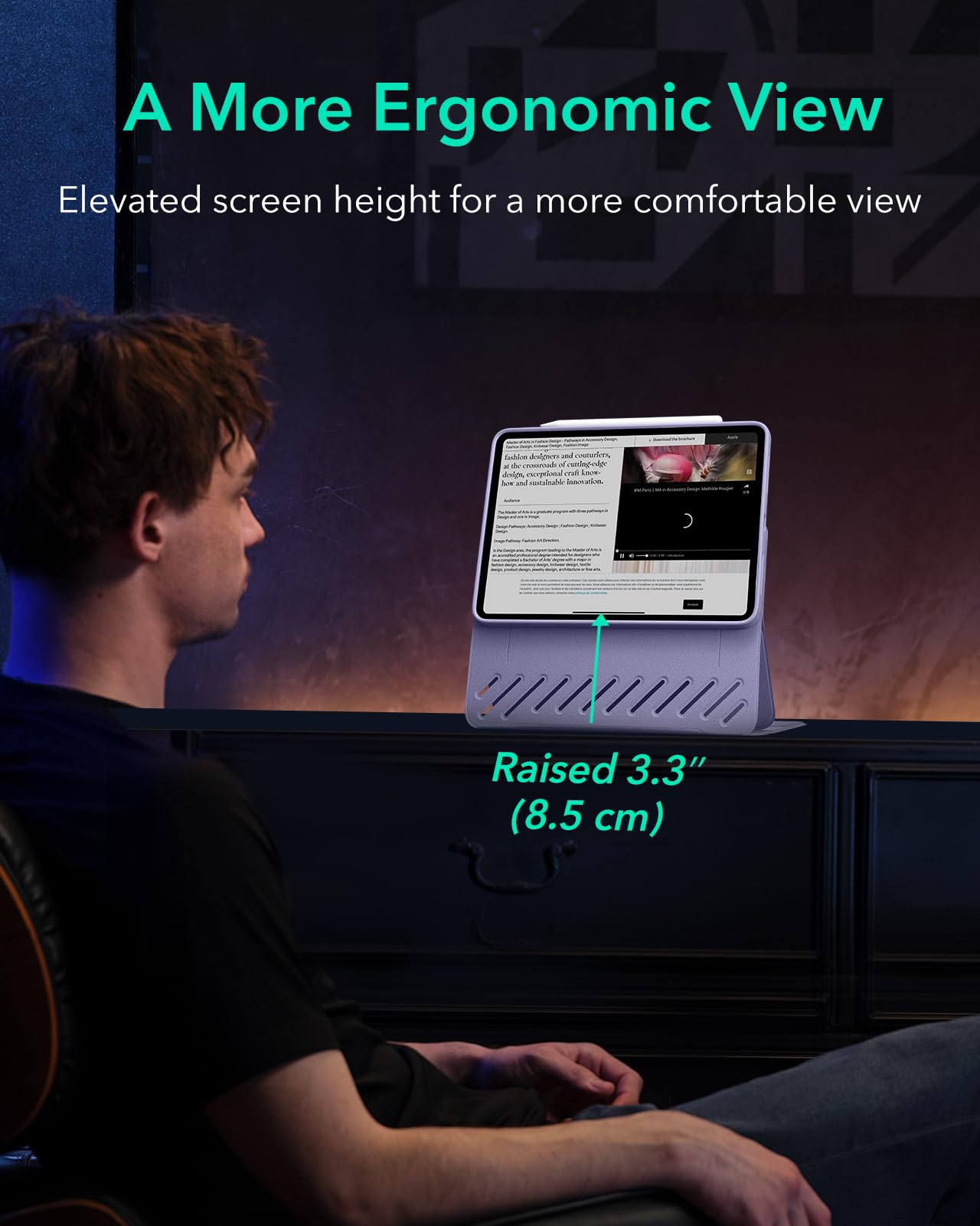 ESR for iPad Pro 11 Inch Case (M4) 2024 5th Gen, Rotating Case with Removable Magnetic Cover, Adjustable Portrait/Landscape Stand with Raised Screen View, 9 Standing Angles, Shift Series, Purple