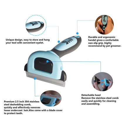 Petgle Cat Brush & Cat Comb for Shedding, 2.5inch Blue - Hair Brush for Long Hair and Short Hair, Pet Grooming Tool for Small to Medium Dogs and Cats, Detangle, Eco Friendly, Weekly Grooming