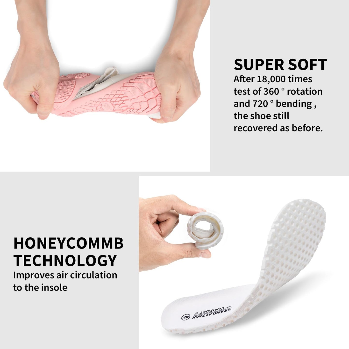 Grand Attack Barefoot Shoes Women,Wide Toe Box Minimalist Zero Drop Walking Shoes Lightweight Cross Training Trail Running Wrestling Weightlifting Fitness Gym Sneakers White Pink Size 8.5