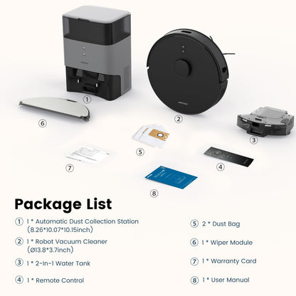 AIRROBO Robot Vacuum and Mop Combo, Self-Emptying, 60-Day Capacity, Home Mapping, Schedule, Wi-Fi/App/Alexa/Remote, 180mins Runtime, T20+ Robotic Vacuum Cleaner for Pet, Hard Floors, Carpet