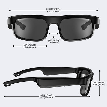 LVTEL Smart Glasses, Polarized Bluetooth Sunglasses, Built-in Mic & Speakers, Voice Assistant, UV Protection Audio Sun Glass