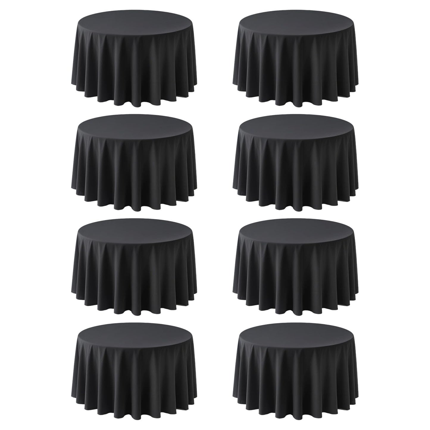 RestfulGlow 8 Pack Round Tablecloth 108 Inch Black Table Cloth for Round Tables, Washable Polyester Tablecloth Stain and Wrinkle Resistant Decorative Table Cover for Wedding Party Dining Banquet