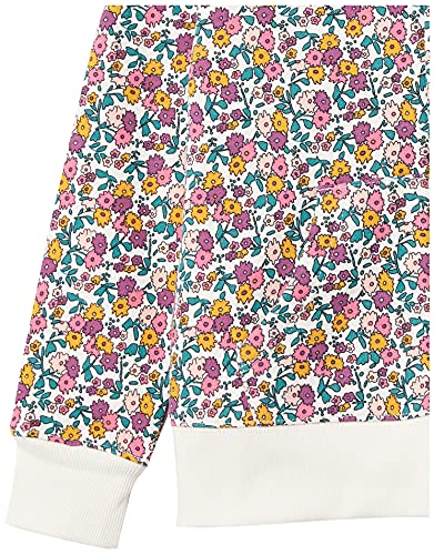 Amazon Essentials Girls' Fleece Zip-Up Hoodie Sweatshirt, White Ditsy Floral, X-Small