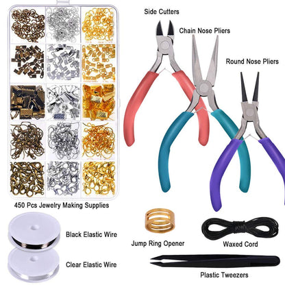 anezus Jewelry Repair Kit with Jewelry Pliers, Jewelry Making Tools, Beading String and Jewelry Making Supplies for Jewelry Repair, Jewelry Making and Beading