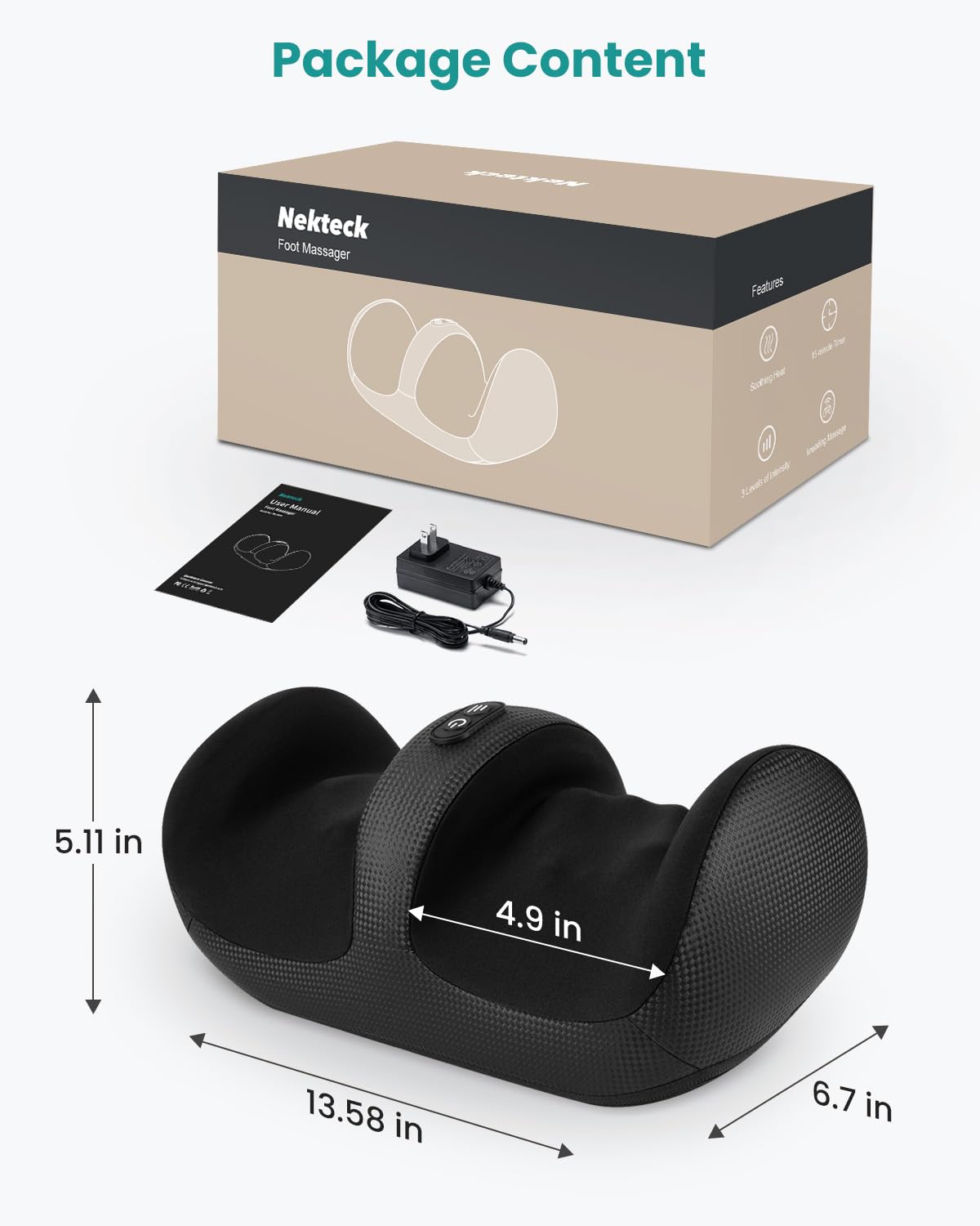 Nekteck Foot Massager with Heat & Foot Roller, Shiatsu Calf Leg Massager for Circulation and Neuropathy Pain Relief for Feet Care Home Office Gadgets Relaxing Gifts for Women Men Mom Dad Birthday Gift