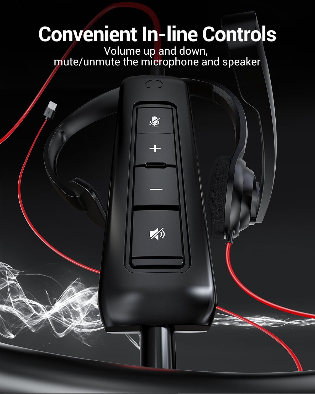 NUBWO HW02 USB Headset with Microphone Noise Cancelling &in-line Control, Ultra Comfort Computer Headset for Laptop pc, On-Ear Wired Office Call Center Headphone for Boom Skype Webinars（Black）