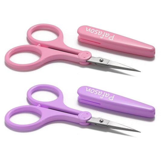 PAFASON 4" Stainless Steel Detail Craft Scissors Set with Straight Precise Tips & Safety Cap & TSA Complied Ideal for Scrapbooking, Paper Yarn Thread Fabric Cutting Sewing Quilting Embroidery Knitting