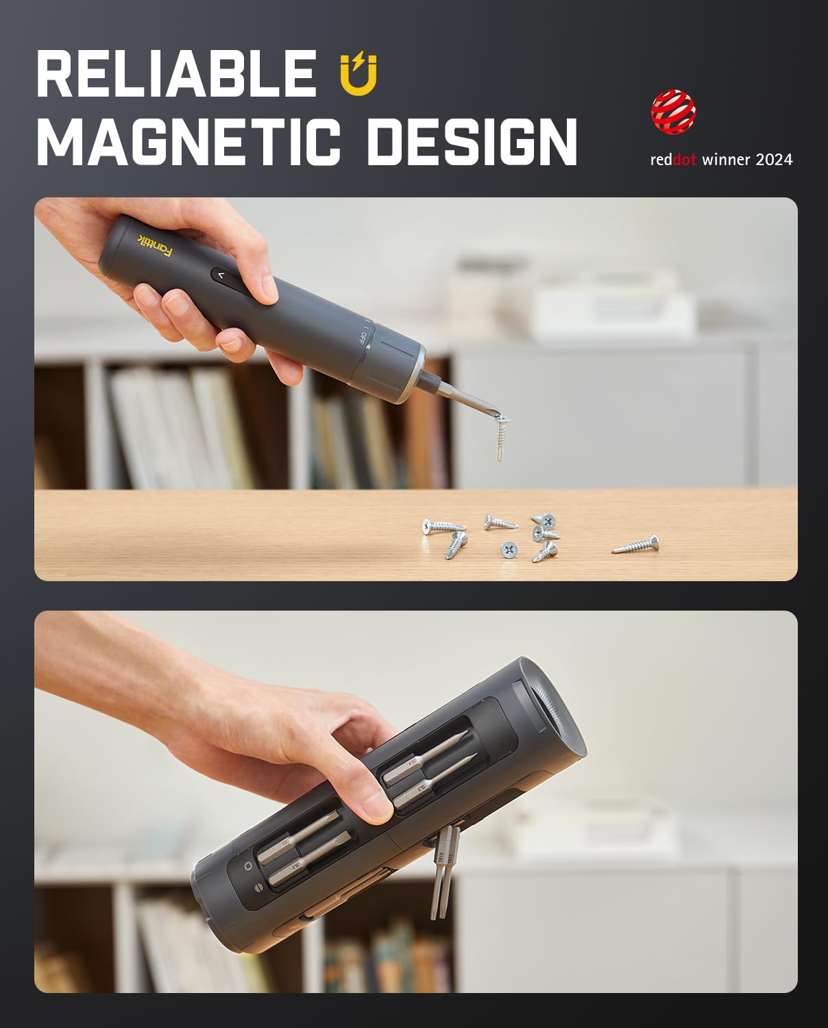 Fanttik S1 Pro 3.7V Electric Screwdriver, Power Screwdriver with16 S2 Steel Bits, 3 Torque Settings, Max 6 N.m, 2000mAh Battery, LED Light & 1/4''Hex, Ideal Tool for Furniture & Gaming PC