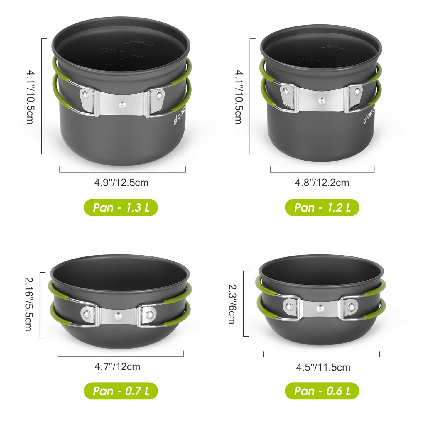 Odoland 16pcs Camping Cookware Mess Kit, Lightweight Pot Pan Mini Stove with 2 Cups, Fork Spoon Kits for Backpacking, Outdoor Camping Hiking and Picnic