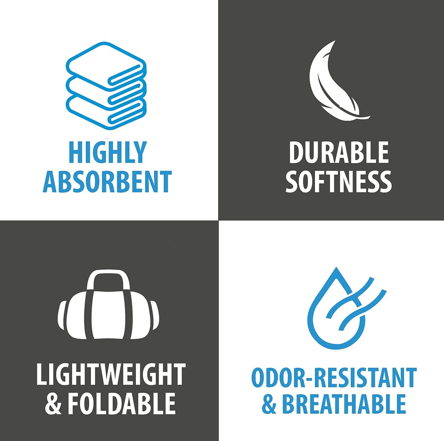 OlimpiaFit Quick Dry Towel - 3 Size Pack of Lightweight Microfiber Travel Towels w/Bag - Fast Drying Towel Set for Camping, Beach, Gym, Backpacking, Sports, Yoga & Swim Use﻿ (GREY)