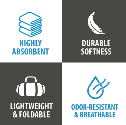 OlimpiaFit Quick Dry Towel - 3 Size Pack of Lightweight Microfiber Travel Towels w/Bag - Fast Drying Towel Set for Camping, Beach, Gym, Backpacking, Sports, Yoga & Swim Use﻿ (GREY)