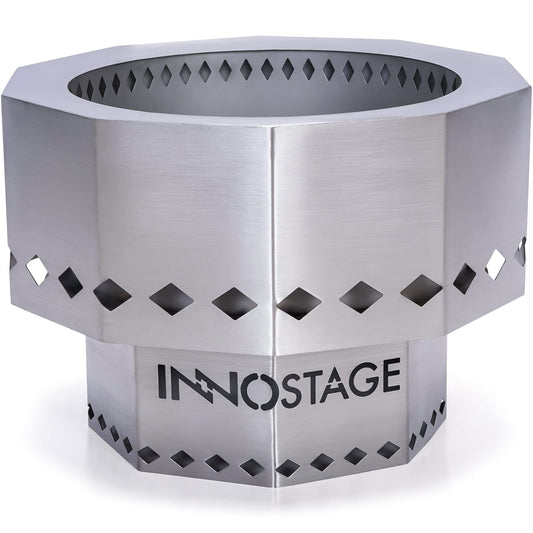 Patented Smokeless Fire Pit for Outdoor Wood Pellet Burning Spark with Portable Carrying Bag,Stainless Steel Firepit Grill Bowl of Fireplace Stove for Picnic Camping Cooking on Beach - S