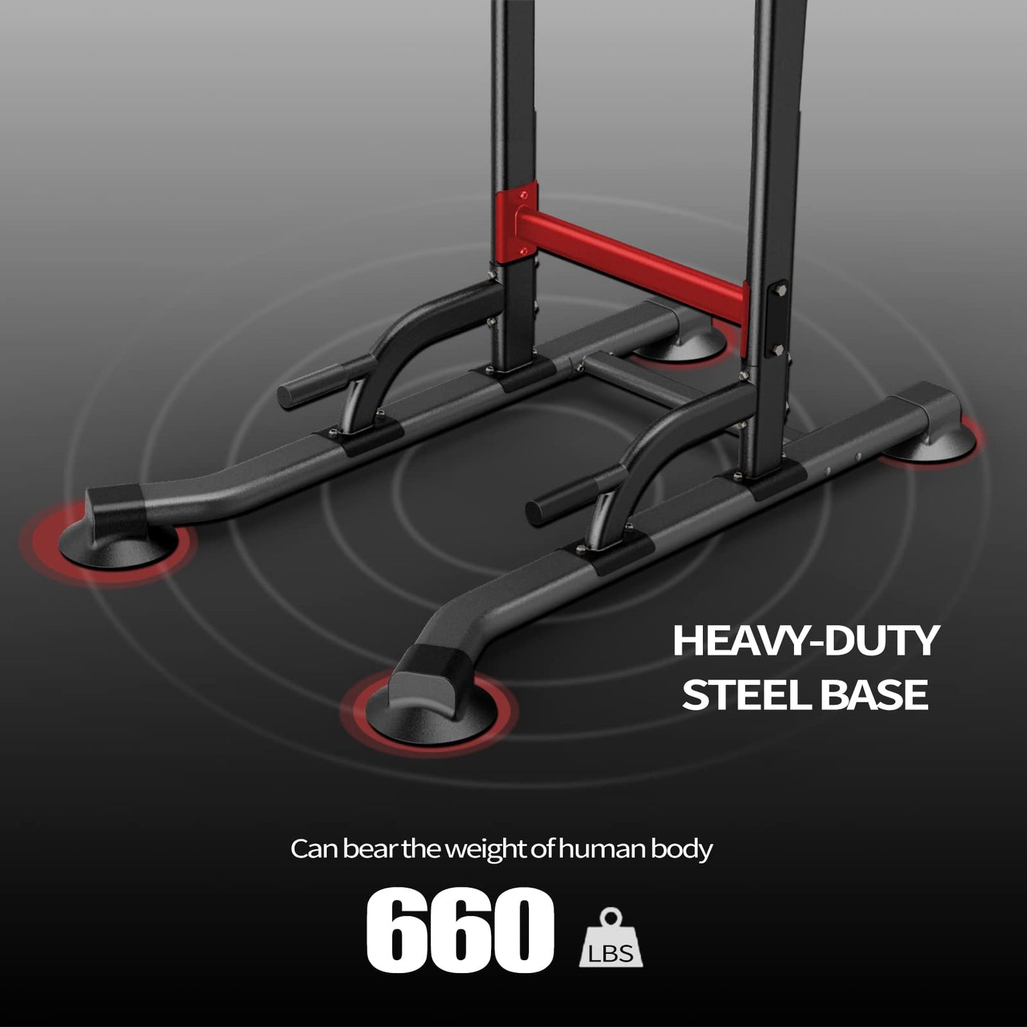 Power Tower Adjustable Height Pull Up Dip Station Multi-Function Home Strength Training Fitness Workout Station for Home Gym (K)