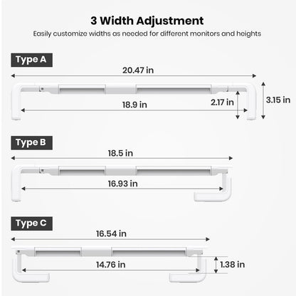 Monitor Stand Riser, Klearlook Foldable, Height Adjustable Computer Stand, Desk Shelf Riser with Storage Drawer &Tablet Phone Stand for Desktop, Laptop (White)