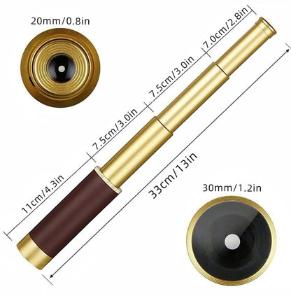 Laupha Retro Pirate Telescope Zoomable 25x30 Pocket Monocular Portable Collapsible BAK-4 Lens Captain Jack's Spyglass Handheld Telescope Vintage Telescope for Kids