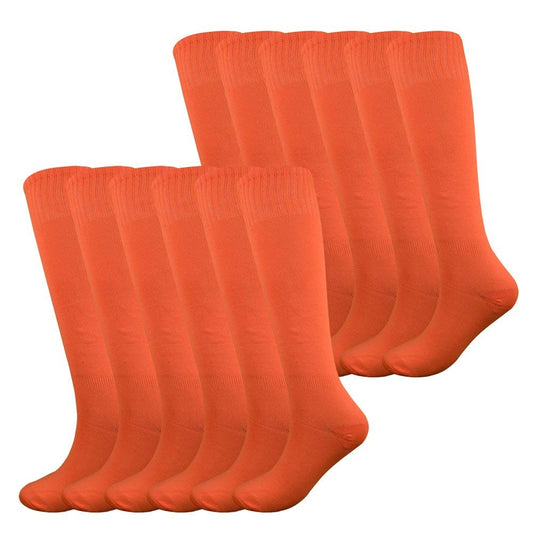 Fitliva Baseball Socks Orange Tube Socks for Sports Meeting Bulk Team (12Pack-Neon Orange)