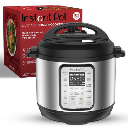 Instant Pot Duo Plus 9-in-1 Multicooker, Pressure Cooker, Slow Cook, Rice Maker, Steamer, Sauté, Yogurt, Warmer & Sterilizer, Includes App With Over 800 Recipes, Stainless Steel, 6 Quarts