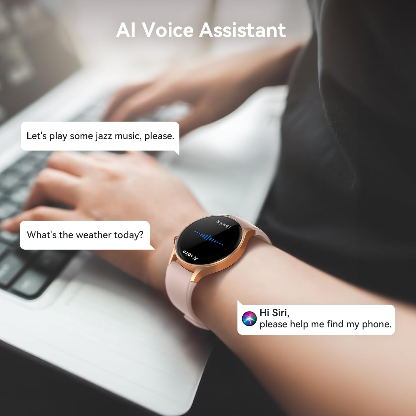 aeac Smart Watch for Women, 1.32'' AMOLED Ultra-Clear Screen Activity Trackers with Heart Rate/Sleep/SpO2 Monitor, Smartwatch for iPhone/Samsung/Android, 110+ Sport Modes Waterproof Fitness Watch