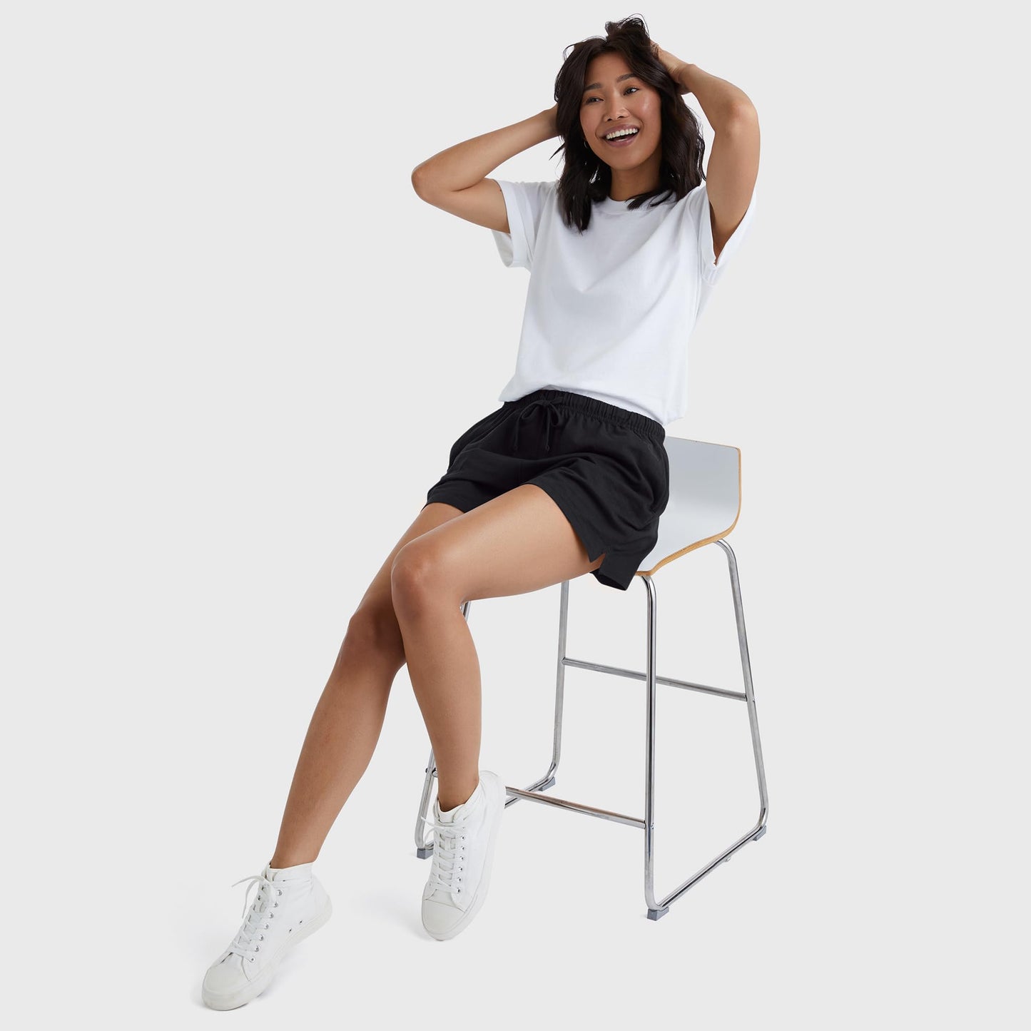 Hanes Originals, Cotton Jersey, Gym Shorts for Women, 2.5", Black