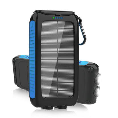 Nuynix Solar Charger Power Bank, 38800mAh Portable Phone Charger with 1 Type-C & 2 USB-A Ports Built-in Dual LED Flashlight, 15W Fast Charging Waterproof Solar Panel Charger