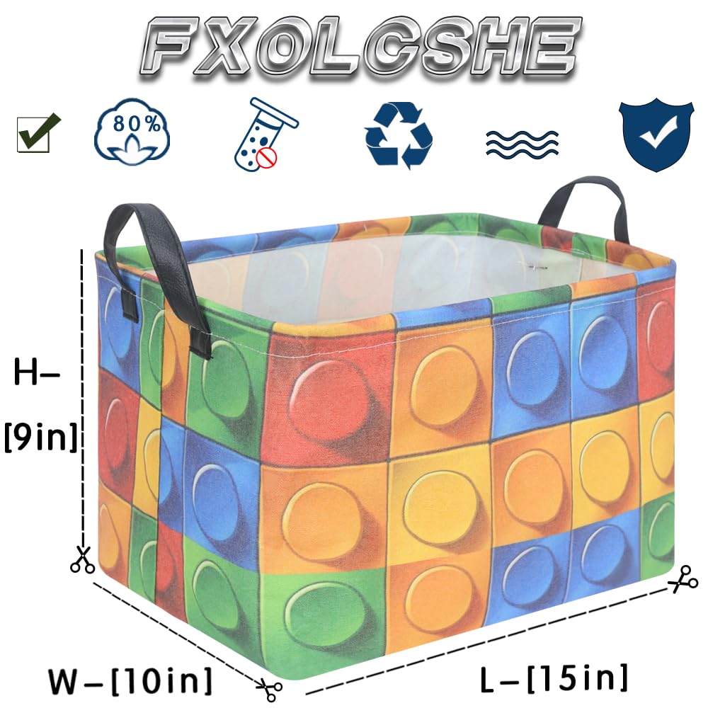 FXOLCSHE Building brick Basket,Building block book storage box,Laundry hamper,Waterproof foldable Kid's laundry basket,Shelf box,Baby Room decor(Building block)