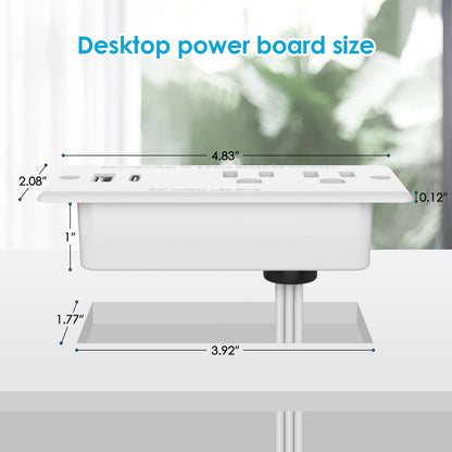Recessed Power Strip USB C 20W,Flat Plug Ultra Thin Extension Cord,Furniture Desktop Charging Station for Side Table,End Table,Flush-Mount Desk Outlet Power Grommet,10ft Cord (White)