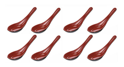 JapanBargain 2384, Set of 8 Soup Spoons Asian Japanese Chinese Wonton Soba Rice Pho Ramen Noodle Soup Spoons, Red/Black