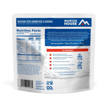 Mountain House Mexican-Style Adobo Rice & Chicken | Freeze Dried Backpacking & Camping Food | Gluten-Free | 2 Servings