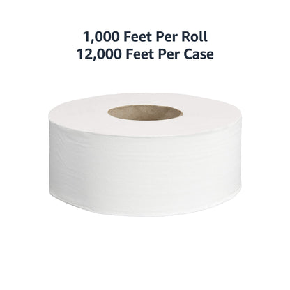 AmazonCommercial 2-Ply White 9' Jumbo Roll Toilet Paper/Bath Tissue (416972)|Bulk for Business |Septic Safe |Compatible with Universal Dispensers|FSC Certified |1000 feet per Roll (12 Rolls)()
