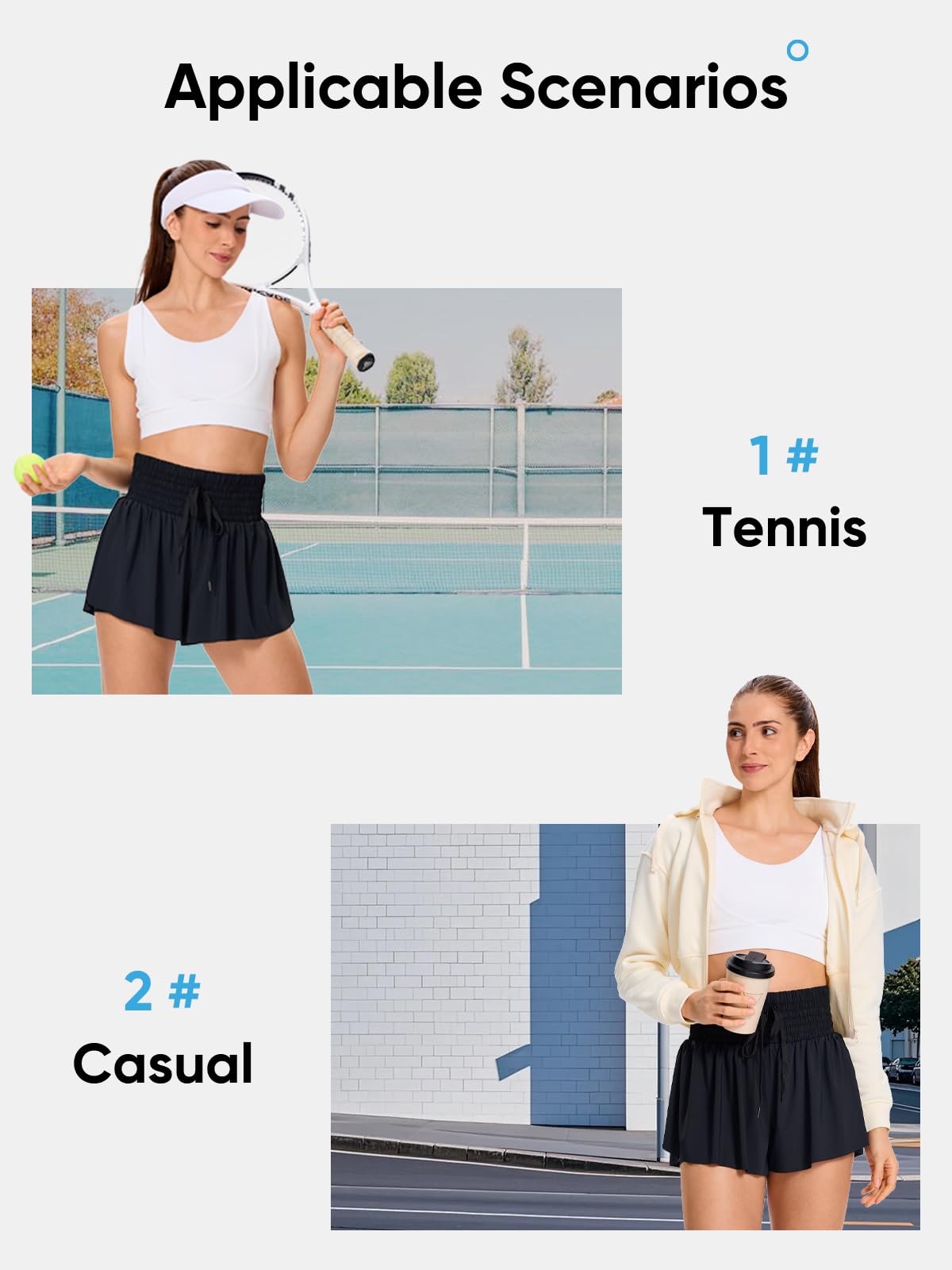 Flowy Womens Athletic Shorts High Waisted Gym Yoga Workout Running Butterfly Tennis Sports Active Wear Skorts Skirts with Pockets Spandex Sweat Pants Cute Lounge Trendy Clothes Casual Summer Black L