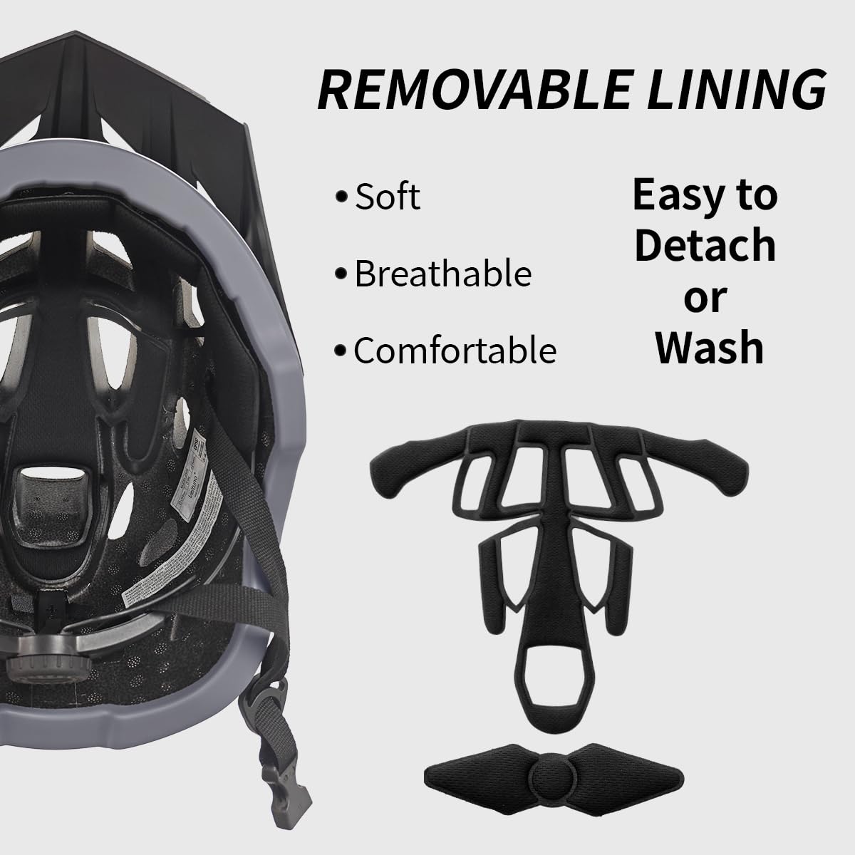 Veltuno Bike Helmet for Adults, Lightweight Mountain Bicycle Helmet with USB Rechargeable LED Rear Light, Removable Sun Visor for Women, Men, Suitable for Cycling and Commuting (Black, Medium)
