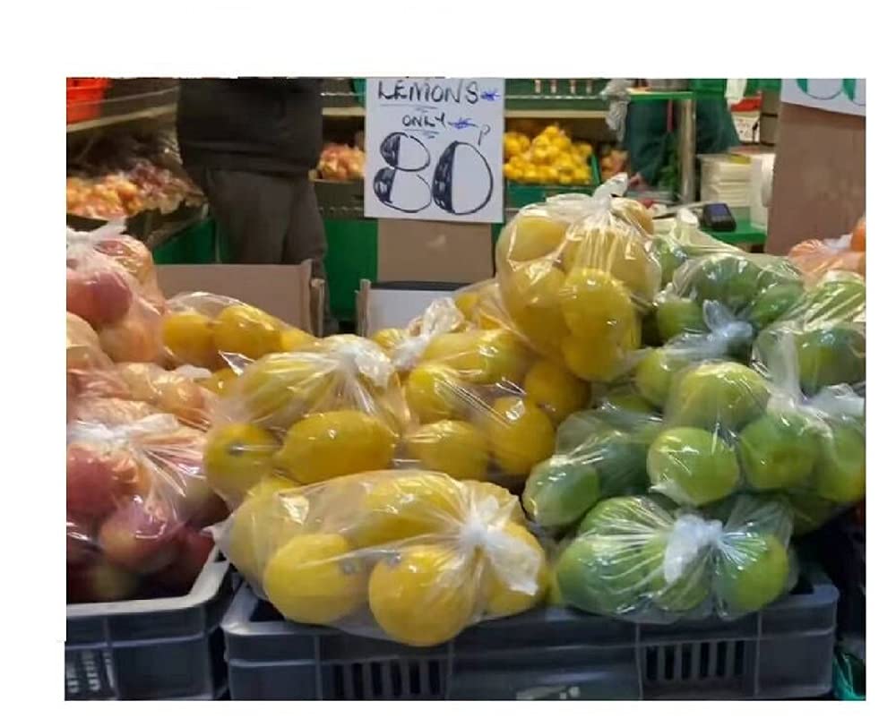 Lemecoo Plastic T-Shirt Bags with Handles,18.5 Inch x 11.8 Inch, 150 Pcs Clear Grocery Bags, Reusable Supermarket Shopping Bags