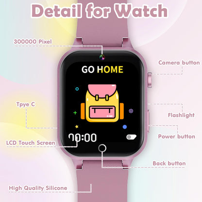 Luyiilo Kids Games Watch, with 26 Puzzle Games, Touch Screen, HD Camera, Alarm Clock, Toys for Ages 4-12 Years Old.Birthday Gift for Boys Girls (Pink)