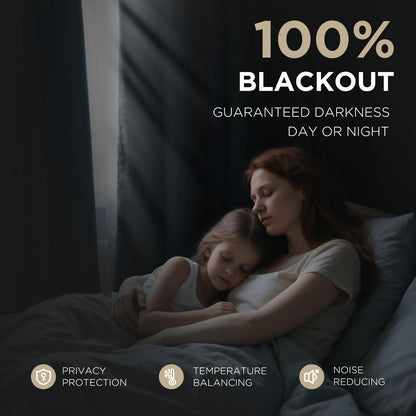 Joydeco 100% Blackout Curtains for Bedroom - Natural Linen Curtains 84 Inch Long, Thermal Insulated 2 Panels Linen Light Blocking Drapes, Rod Pocket & Back Tabs, Darkening Privacy for Living Room