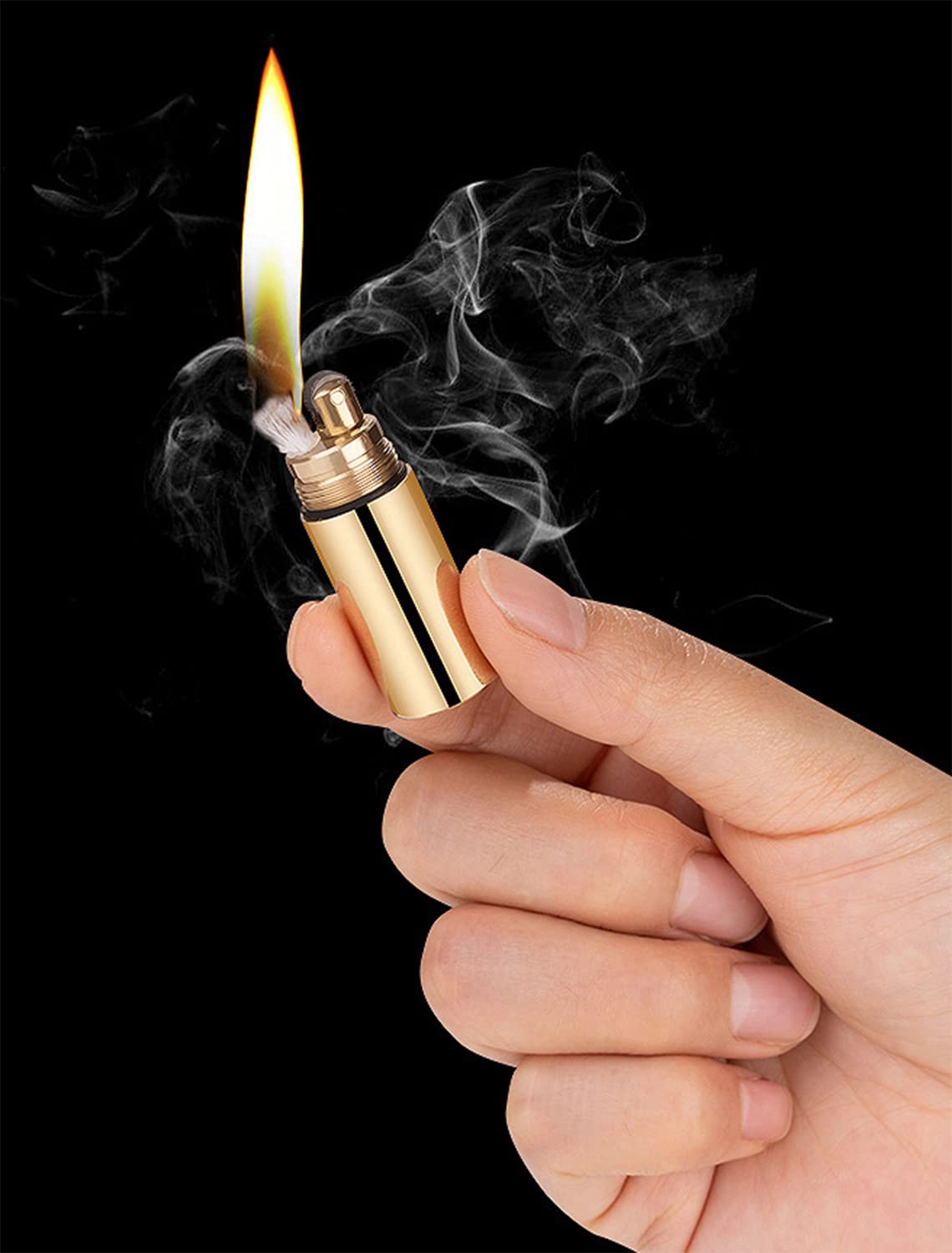 PPFISH Mini Brass Lighter - EDC Peanut Lighter Keychain - Waterproof Fire Starter Especially for Survival and Emergency Use