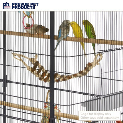 Prevue Pet Products Naturals Rope Ladder Bird Toy, Wood Stairs Climbing Activity Attachment for Birdcage, Earth Tone Brown 62806