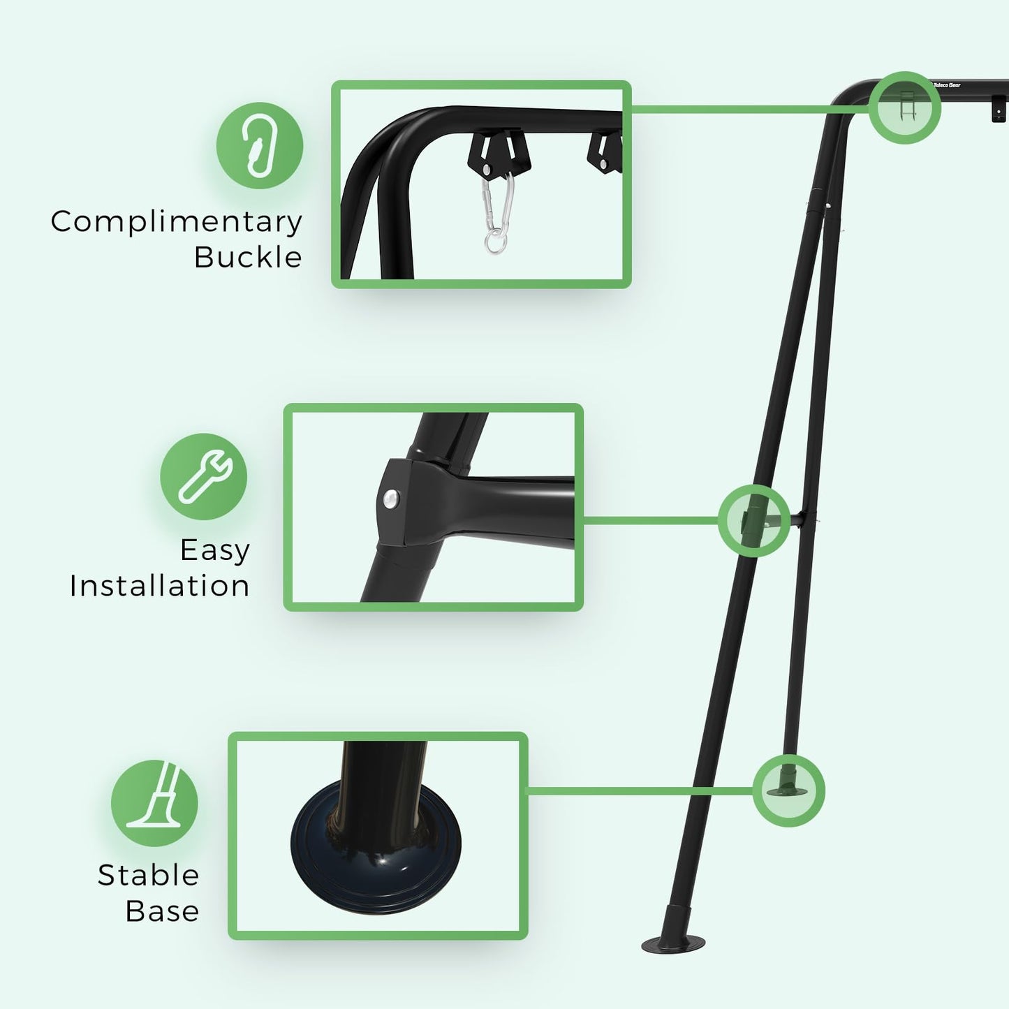 G TALECO GEAR Hammock Chair Stand,Heavy-Duty Steel 300LBS Multi-Use Hammock Stand for Outdoor Indoor, Swing Chair not Include (Black)