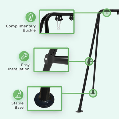 G TALECO GEAR Hammock Chair Stand,Heavy-Duty Steel 300LBS Multi-Use Hammock Stand for Outdoor Indoor, Swing Chair not Include (Black)