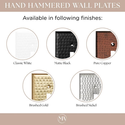 Monarch Abode 1-Gang Duplex Wall Plate, Hand Hammered Pure Copper Decorative Outlet Covers, Electrical Outlet Cover Plates, Pure Copper