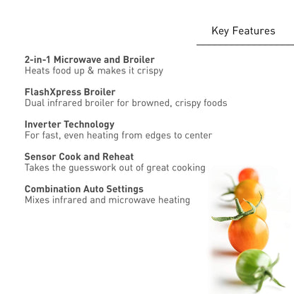 Panasonic 2-in-1 Microwave Oven with FlashXpress Broiler, Inverter Technology for Even Cooking and Smart Genius Sensor, 1000W, 1.2 cu.ft. Countertop - NN-GN68KS (Stainless Steel / Silver)