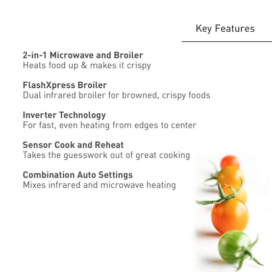 Panasonic 2-in-1 Microwave Oven with FlashXpress Broiler, Inverter Technology for Even Cooking and Smart Genius Sensor, 1000W, 1.2 cu.ft. Countertop - NN-GN68KS (Stainless Steel / Silver)