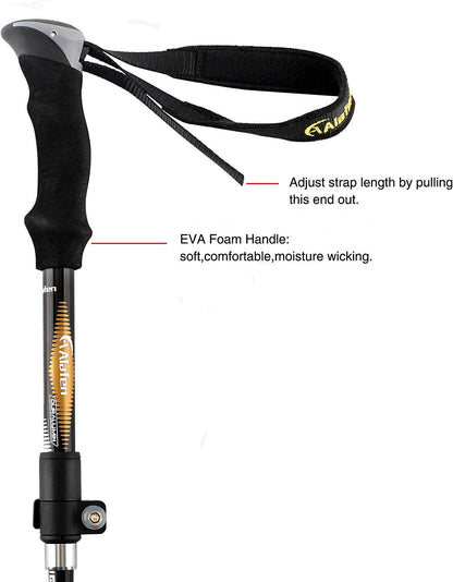 A ALAFEN Aluminum Collapsible Ultralight Travel Trekking Hiking Pole for Men and Women