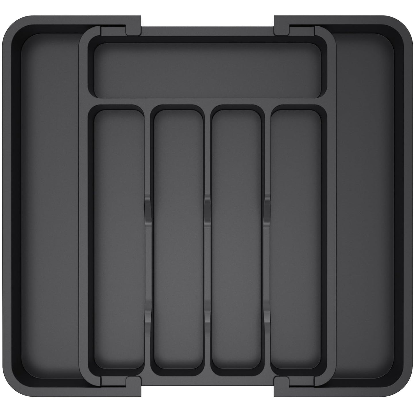 Lifewit Medium Silverware Drawer Organizer, Expandable Utensil Tray for Kitchen, BPA Free Flatware and Cutlery Holder, Adjustable Plastic Storage for Spoons Forks Knives, Black