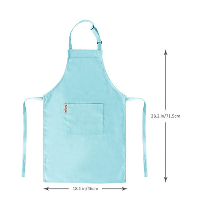 Kids Apron and Chef Hat Set-Adjustable Child Apron for Boys and Girls for Cooking Baking Light Blue