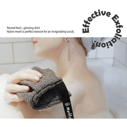 myHomeBody Soap Pocket Exfoliating Pouch, Body Scrubber Sponge, Exfoliator for Bath, Shower or Leftover Bits Saver, Graphite Gray, 2 Pack + 2 Lift Pads