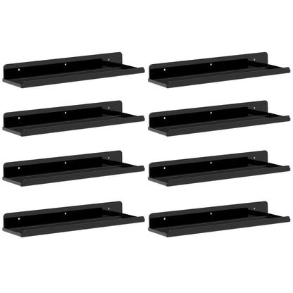 Lifewit Floating Shelves for Wall, 8 Pack Black Acrylic Shelf 15" Room Decor for Bookcase/Vinyl Record Display/Photo/Picture in Bedroom, Living Room, Bathroom, Kitchen Storage and Organization