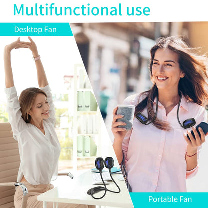 HandFan 10000mAh Neck Fan, 360° Rotation Hands Free Portable Fans for your Neck, 48h Lasting Rechargeable Battery Operated Wearable Necklace Personal Cool Fans for Travel/Disney/Sports/Cycling/Hiking